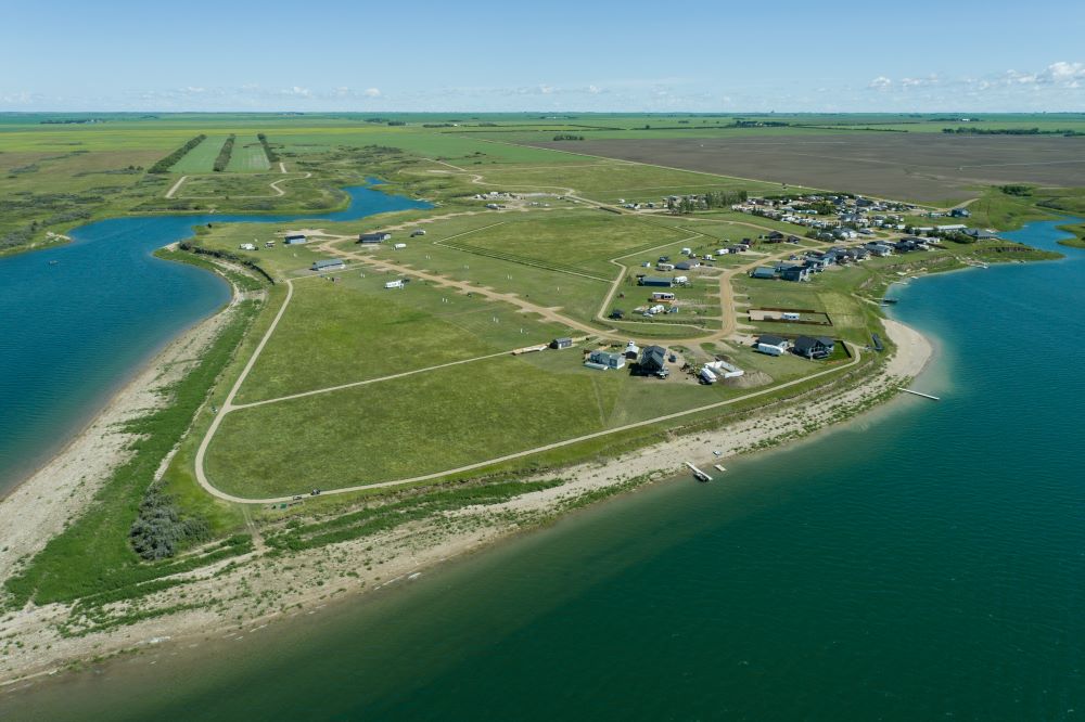 Aerial of Sunset Beach from July 2024 from point view